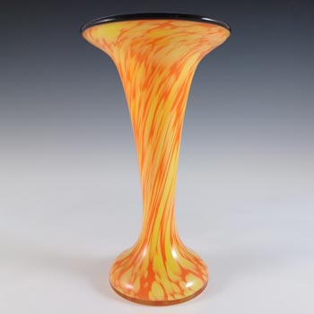 (image for) Czech Orange, Yellow & Black Spatter / Splatter Glass Vase