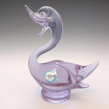 (image for) Murano Lilac / Blue Venetian Glass Neodymium Duck Sculpture