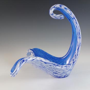 (image for) Viartec Murano Style Blue Spanish Glass Vintage Sculpture Bowl