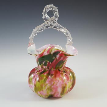 (image for) Welz Bohemian Pink & Green Aventurine Spatter Glass Basket