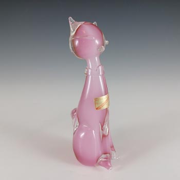 (image for) Vetro Artistico Veneziano Murano Pink Glass Alabastro Cat Sculpture