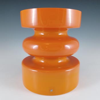 (image for) SIGNED Alsterfors Orange Cased Glass Hooped Vase by Per Ström