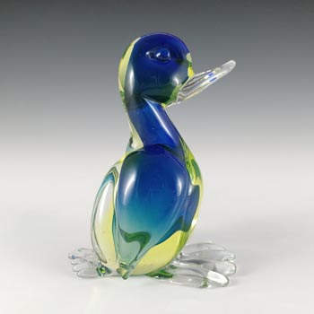 (image for) Arte Nuova Pustetto & Zanetti Murano Blue & Uranium Sommerso Glass Duck