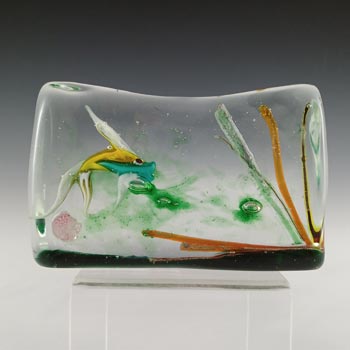 (image for) Murano Glass Vintage Fish Aquarium Block Paperweight