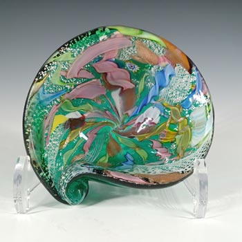 (image for) AVEM Murano Zanfirico Bizantino / Tutti Frutti Green Glass Shell Bowl