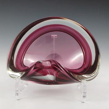 (image for) Barbini Murano Pink & Clear Glass Vintage Biomorphic Bowl