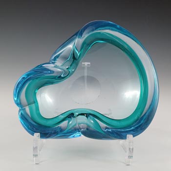 (image for) Barbini Murano Green & Blue Glass Vintage Biomorphic Bowl
