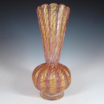 (image for) LARGE Barovier & Toso Murano Cordonato d'Oro Gold Leaf Vintage Glass Vase