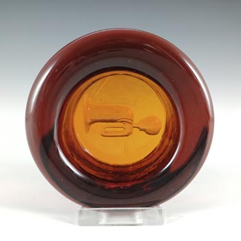 Boda Swedish Amber Glass Horn Bowl by Erik Hoglund