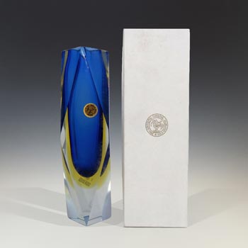 (image for) Bucella Cristalli Murano Faceted Blue & Amber Sommerso Glass Vase