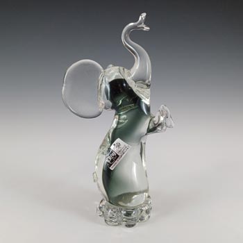 LABELLED Campanella Murano Smoky Grey Glass Elephant Figurine