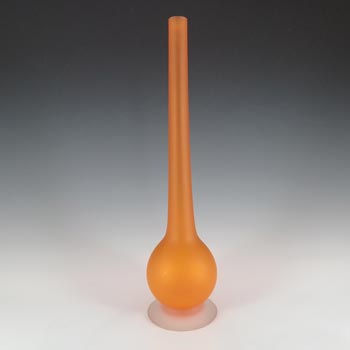 Carlo Moretti Satinato Orange Murano Glass 14" Stem Vase