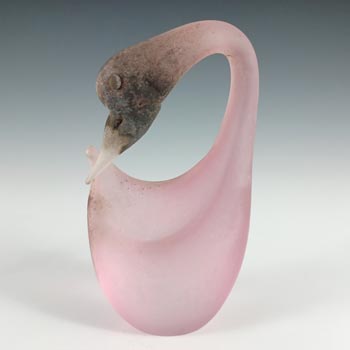 (image for) Cenedese Murano 'Scavo' Pink Glass Swan Sculpture - Signed