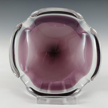 (image for) Flygsfors Coquille Purple Glass Bowl by Paul Kedelv - Signed