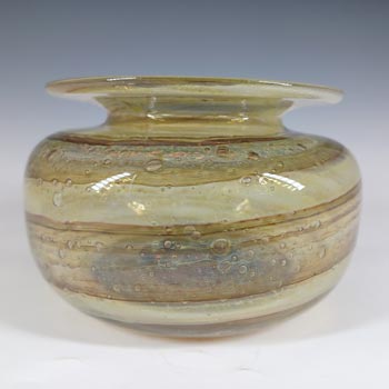 MARKED Isle of Wight Studio Tortoiseshell Glass Vase