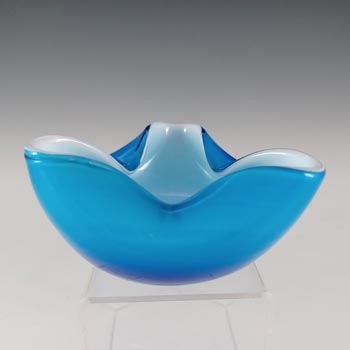 (image for) Japanese "Wales" Blue & White Cased Glass Biomorphic Bowl