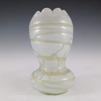 Kralik Art Nouveau Pearl & Green Veined Glass Vase
