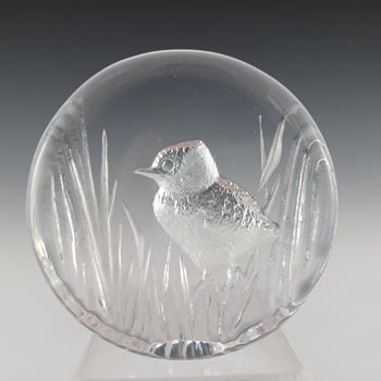 SIGNED Mats Jonasson Clear Glass Paperweight Chick Sculpture