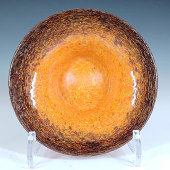 Monart UB Orange, Black & Copper Aventurine Vintage Glass Bowl