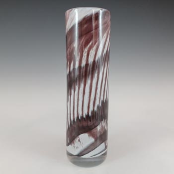 SIGNED Mtarfa Purple & White Glass Cylinder Vase