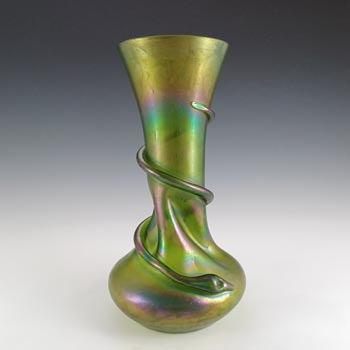 (image for) Rindskopf Art Nouveau Antique Green Glass Snake Trail Vase