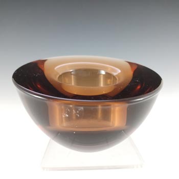 Orrefors Amber Glass "Delight" Candle Votive by Lena Bergstrom