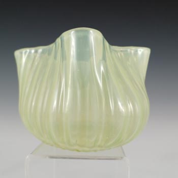 (image for) Victorian Vaseline Opalescent Uranium Yellow Glass Vase / Bowl