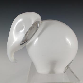 Wedgwood White Glass Elephant Paperweight RSW409 - Marked