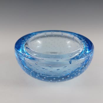 (image for) Whitefriars #9099 Sapphire Blue Glass Controlled Bubble 4" Bowl
