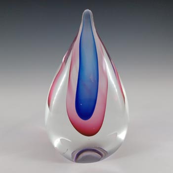(image for) Chinese Murano Style Pink & Blue Sommerso Glass Teardrop Paperweight