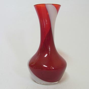 (image for) Japanese Red & White Vintage Glass Bud Vase