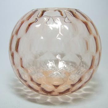(image for) Borske Sklo 1950's Pink Glass Optical 'Honeycomb' Vase