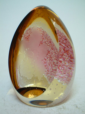(image for) Caithness Pink & Amber Glass Paperweight/Paper Weight