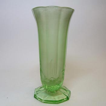 (image for) Jobling #11400 or Sowerby Green Art Deco Glass Bird + Panel Vase