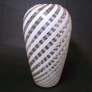 Murano White Filigree + Copper Aventurine Glass Vase