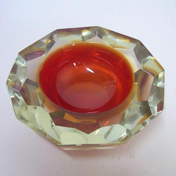 (image for) HUGE Murano/Sommerso Faceted Red Glass Block Bowl