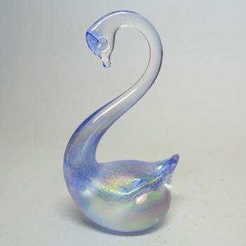 (image for) Heron Glass Blue Iridescent Swan Sculpture - Boxed