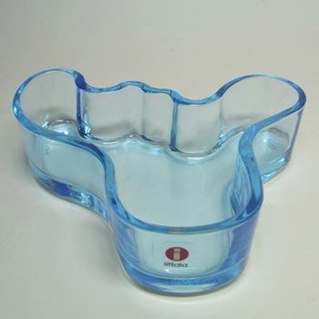 (image for) Iittala Alvar Aalto Scandinavian Blue Glass Bowl Label