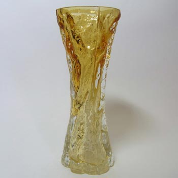 (image for) Ingrid/Ingridglas 1970s Amber Glass Bark Textured Vase