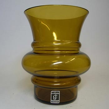 JC 1970's Scandinavian Amber Glass Hooped Vase