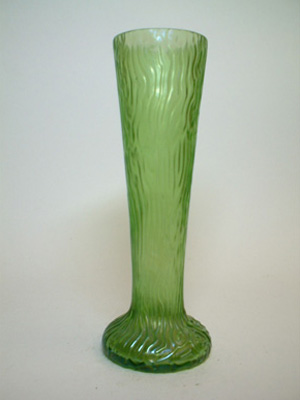 (image for) Art Nouveau 1900's Iridescent Uranium Green Glass Vase