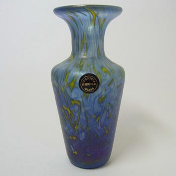 (image for) Phoenician Glass Blue Iridescent Vase Signed + Labelled