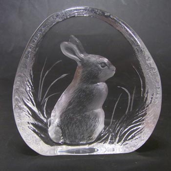 (image for) Mats Jonasson #3281 Glass Paperweight Rabbit Sculpture Signed