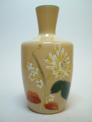 (image for) Bohemian 1900s Victorian Hand Painted Opaque Glass Vase