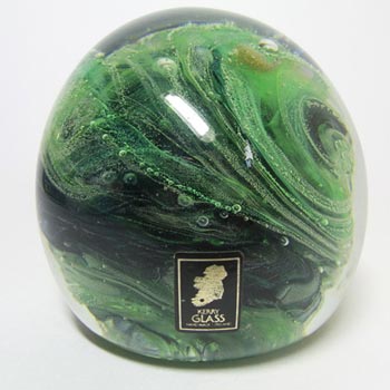 (image for) Kerry Glass Green & Black Paperweight - Labelled