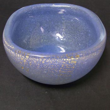(image for) Venini Murano Blue & Gold Leaf Glass Bowl - Acid Signed