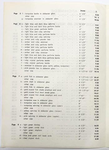 Archimede Seguso Murano Glass 1965 Catalogue, Price List Page 2