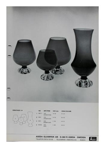 Aseda Glasbruk 1971-73 Swedish Glass Catalogue, Page 5