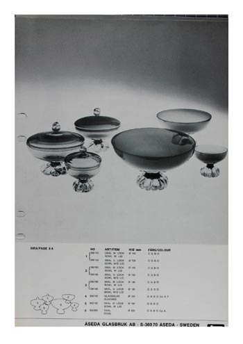 Aseda Glasbruk 1971-73 Swedish Glass Catalogue, Page 6