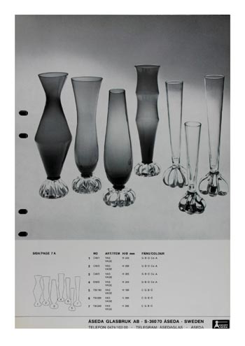Aseda Glasbruk 1971-73 Swedish Glass Catalogue, Page 7